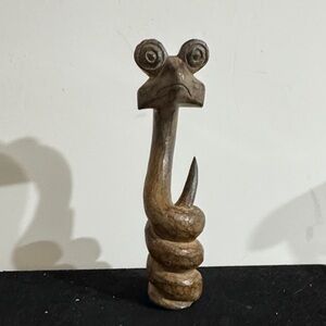 1950 Hand-carved Vintage wooden sculpture of Kaa the snake from The Jungle Book